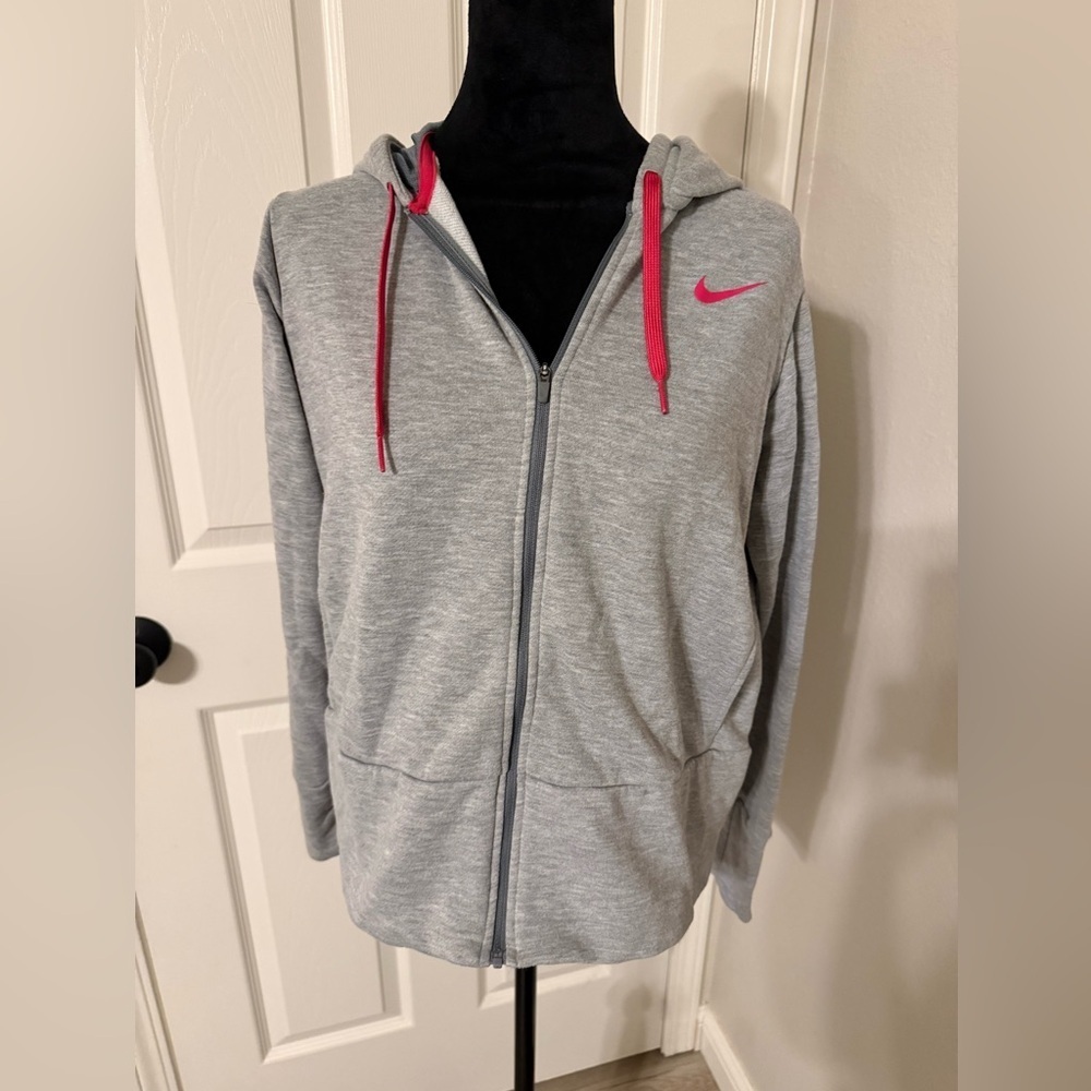 Nike Gray and Pink Women's Hoodie